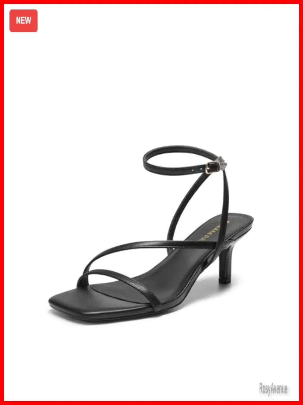 Strappy Open Square Toe Kitten Heels Sandals with Ankle Strap